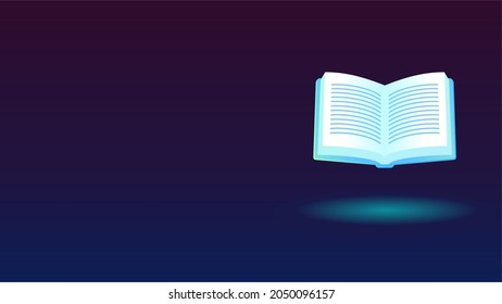 Open book hovering above the ground, vector book with open pages, spread of the book, textbook icon, notebook, place for text