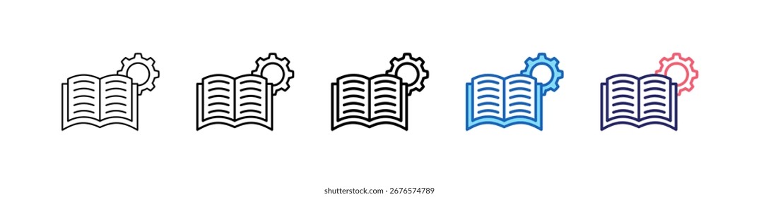 Abra O Ícone De Livro Em 5 Estilos Diferentes Definir Coleção.