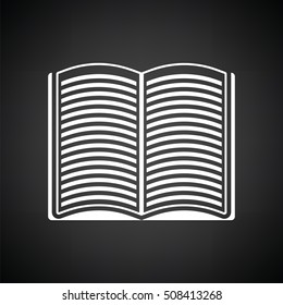 Open book icon. Black background with white. Vector illustration.