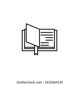 open book icon. black line art