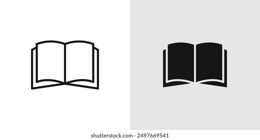 Open Book icon Black line art vector logo set