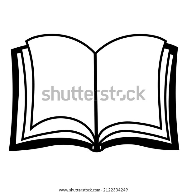 Open Book Icon Black Outline Silhouette Stock Vector (Royalty Free ...