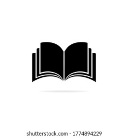 Öffnen Sie das Buch-Symbol auf Schwarz. Vektorgrafik einzeln auf weißem Hintergrund. EPS10