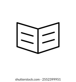 Open Book icon black and white vector outline sign