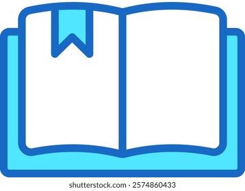 Open Book Icon Blue Color Vector Illustration