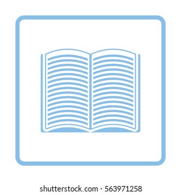 Open book icon. Blue frame design. Vector illustration.