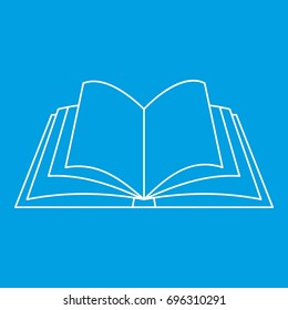Open book icon blue outline style isolated vector illustration. Thin line sign