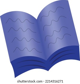 Open Book Icon Blue Book With Wavy Line As The Text Illustration Of 3d Book End Of Paragraph Book Logo