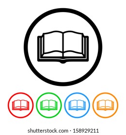 Open Book Icon with Color Variations