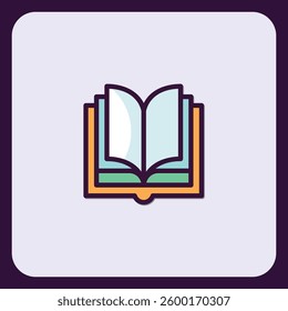 Open Book Icon: Colorful Vector Illustration for Education and Reading