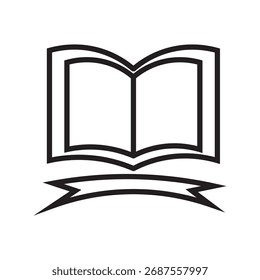 Icono de libro abierto, concepto de educación y conocimiento, ilustración de lectura y aprendizaje, diseño de estilo de contorno, símbolo en blanco y negro,