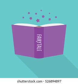 Open book icon. Concept of fairytale, literary fiction genre
