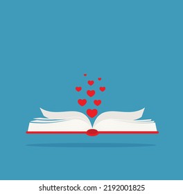 Open Book Icon. Concept Of Love Story, Literary Fiction Genre EPS 10.