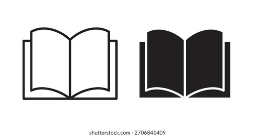 Diseño de símbolo de esquema de concepto de icono de libro abierto. Ilustración de elemento simple.