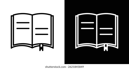 offenes Buch, Symbol, Konzept, Strich auf weißem Hintergrund