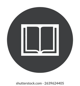 Open book icon in dark circle simple reading symbol