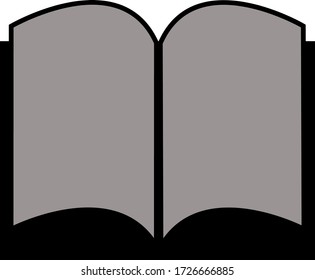 Open book icon. Dark mode. Flat design, black and white vector