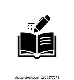 Open Book Icon with Digital Pen for Online Writing