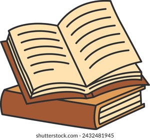 Icono de libro abierto en estilo doodle en una ilustración vectorial de fondo blanco