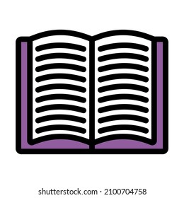 Open Book Icon. Editable Bold Outline With Color Fill Design. Vector Illustration.
