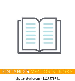 Open book icon. Editable stroke sketch icon. Stock vector illustration.