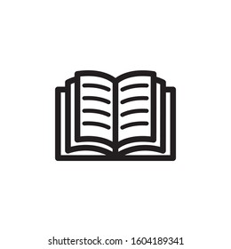 open book icon, editable stroke, line style