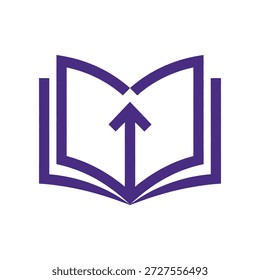 Buchsymbol öffnen. Symbol für Bildung und Wissen. Abstraktes Logo-Design mit geometrischem Lesezeichen. Vektorgrafik einzeln auf weißem Hintergrund.