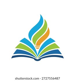 Ícone Abrir livro. Símbolo do logotipo de educação e aprendizagem. Páginas dinâmicas abstratas. Ilustração vetorial isolada sobre fundo branco.