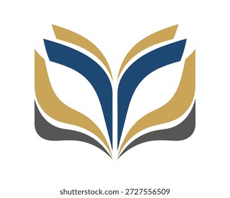 Open book icon. Education logo symbol design. Library reading and study concept. Vector illustration isolated on white background.