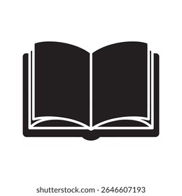 Ícone de livro aberto para educação leitura e aprendizagem representando literatura de conhecimento e estudo em uma biblioteca ou escola ambiente vetor ícone de glifo sólido