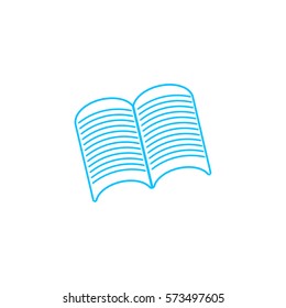 Open book icon flat. Blue pictogram on white background. Vector illustration symbol