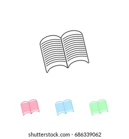 Open book icon flat. Color pictogram on white background. Vector illustration symbol and bonus icons