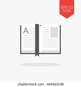 Open book icon. Flat design gray color symbol. Modern UI web navigation, sign. Illustration element
