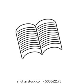 Open book icon flat. Illustration isolated on white background. Vector grey sign symbol