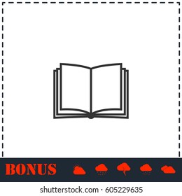 Open book icon flat. Simple vector symbol and bonus icon