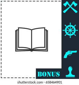 Open book icon flat. Simple vector symbol and bonus icon