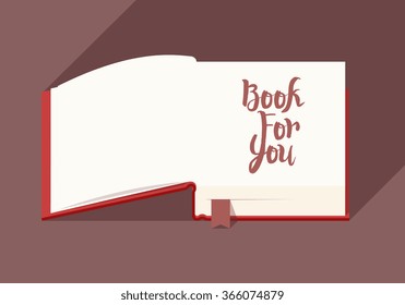 open book icon, flat style vector graphics art illustration, clip art isolated on white background.