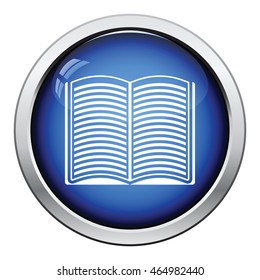 Open book icon. Glossy button design. Vector illustration.