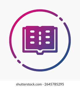 open book Icon in gradient style. Perfect for apps, websites, UI UX, presentations, or infographics. Editable illustration file with clean design and modern design.