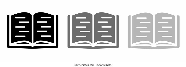 Open book icon illustration collection. Stock vector.