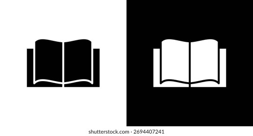 Diseño abierto del elemento de la ilustración del icono del libro. Iconos negros del glifo