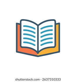Open book icon illustration on White Background reading concept