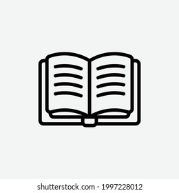  icono de libro abierto, icono de esquema educativo aislado en fondo gris claro, perfecto para sitio web, blog, logo, diseño gráfico, medios sociales, UI, aplicación móvil, ilustración de vector EPS 10