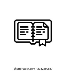  open book icon, isolated office outline icon with white background, perfect for website, blog, logo, graphic design, social media, UI, mobile app, EPS 10 vector illustration