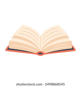 Icono de libro abierto aislado sobre fondo blanco. Clipart. Apertura de libro con páginas blancas, texto. Diseño de lectura de libros para el concepto de educación. Libros de texto, diccionarios, enciclopedias para estudiar. Vector
