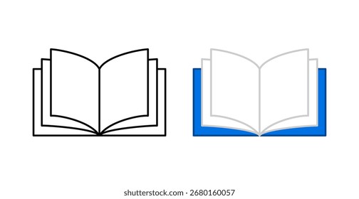 Icono de libro abierto aislado sobre fondo blanco. Educación y lectura. Ilustración vectorial