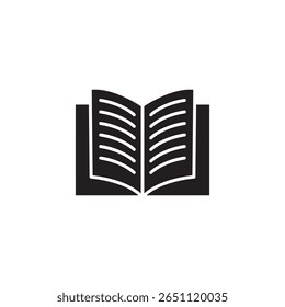 open book icon isolated sign symbol vector, flat black simple illustration for web and app..eps