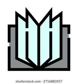 Ícone de livro aberto com páginas azuis claras e uma capa cinza, simbolizando aprendizagem, sabedoria, literatura e a acessibilidade de informações para estudo e crescimento pessoal