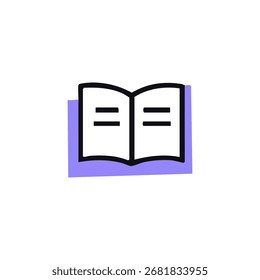 Icono de libro abierto con un borde púrpura claro