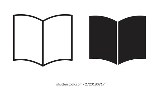 Icono de libro abierto en diseño de línea. Sencillo Vector de iconos